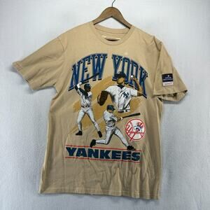 New York Yankees Shirt Men's Large Brown Mitchell And Ness Throwback Graphic NEW